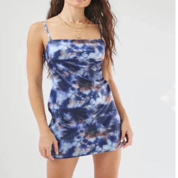Urban Outfitters Blue and White Spaghetti Strap Slip Dress - Picture 1 of 4